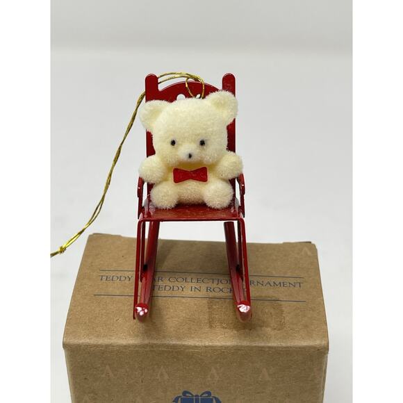 Avon Gift Collection New in Box Teddy Bear on Rocker Christmas Ordainment - Picture 1 of 5